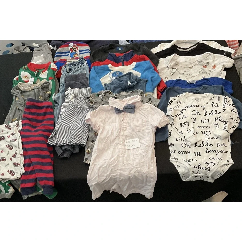 Mixed Brands 24pc Clothes Lot Boys 18 months Multicolor Paw Patrol Mario Outfits